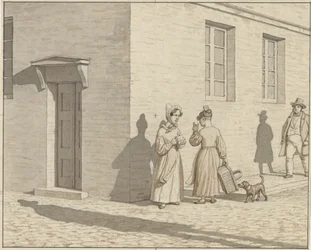 La perspectiva lineal aplicada a la pintura - Lámina VII, 1 - Un encuentro en la esquina de una calle