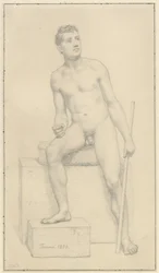 Modelo masculino desnudo sentado