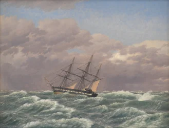 La corbeta "Galathea" en una tormenta en el Mar del Norte
