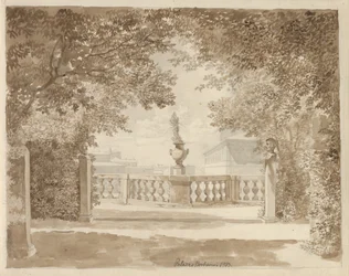 Vista desde el jardín del Palazzo Barberini hacia el palacio y el Quirinal, Roma