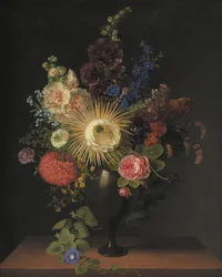 Jarrón de pórfido con cactus grandiflora y otras flores, de C. D. Fritzsch