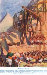 Building a Pyramid, ilustración de "Wonders of Land and Sea", publicado por Cassell, Londres.