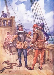 El intrépido marino que unió dos océanos (litografía en color)