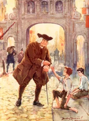 El gran Dr. Johnson y su humilde amigo (litografía en color)