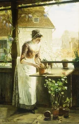 Mujer plantando flores, 1890