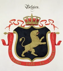 Armas de la Familia Real Belga, de una colección de acuarelas publicadas en Alemania, c.1830-33