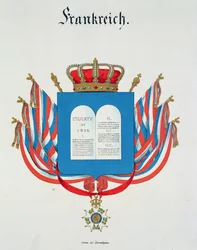 Carta y colgante de la Orden de la Legión de Honor Francesa, de una colección de acuarelas publicadas en Alemania, 1830-33