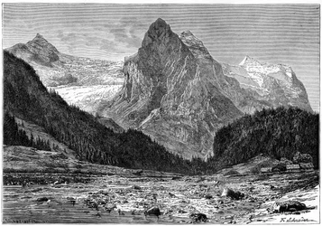 El Wellhorn y el glaciar Rosenlaui, Suiza, siglo XIX
