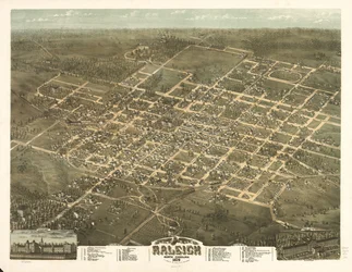 Vista de pájaro de la ciudad de Raleigh, Carolina del Norte 1872.