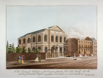 La capilla metodista en Lambeth, Londres, 1816