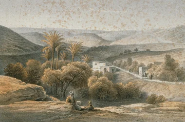 Alrededores de Nazaret en un grabado de Schacher - Steinkopk J.F. Editore