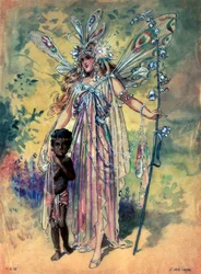 Titania, diseño de vestuario para Sueño de una noche de verano, producido por R. Courtneidge en el Teatro Princes, Manchester