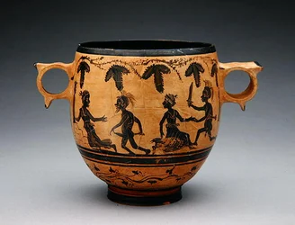 Skyphos con escenas de parodia, c.430-410 a.C.