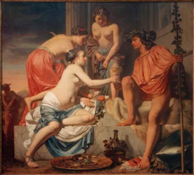 El trono de Baco – Ninfas ofreciendo vino a Baco