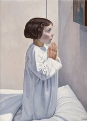 Prayer (la priere) par Cagnaccio di San Pietro (1897-1946). Óleo sobre madera, tamaño : 80x60