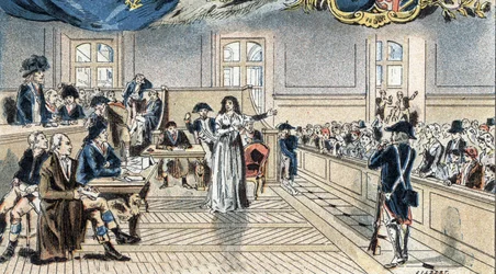 María Antonieta, reina de Francia, ante los jueces en su juicio el 14 de octubre de 1793.