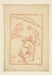 Estudio compositivo para "Mujeres desyerbando la hierba"
