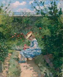 Jeanne en el jardín, Pontoise, c.1872