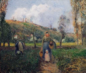Campesina y niño regresando del campo, Pontoise