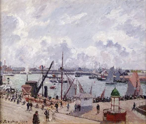 El puerto exterior de Le Havre, Quai de Southampton, el barco de Honfleur saliendo del puerto, 1903