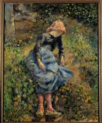 El pastor dice que la doncella tiene una varita. Pintura de Camille Pissarro (1830-1903)