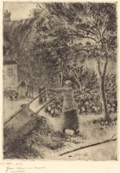 Una mujer vaciando una carretilla (Femme vidant une brouette)