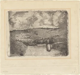 Una mujer caminando por un camino rural, 1879