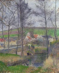 Orillas del Viosne en Osny, tiempo gris, invierno - Pintura de Camille Pissarro (1830-1903) Orillas del Viosne en Osny en tiempo gris - Óleo sobre lienzo 1883 Galería Nacional de Victoria, Melbourne 65,3x54,5