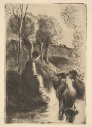 Pastor de vacas, al borde del agua, 1890