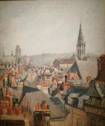 Francés: Les toits du vieux Rouen, soleil
Alemán: Roofs of the old town of Rouen in the sun