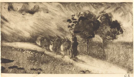Arreando las vacas al anochecer Vachère le soir, c. 1890