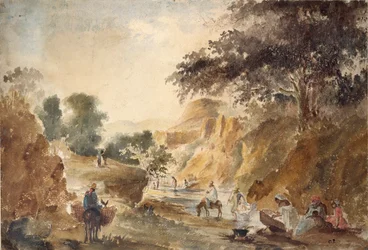 Paisaje con figuras junto a un río, 1853-1854