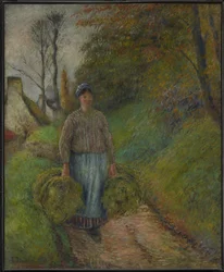 Campesina con dos fardos de heno Edita esto en Wikidata
