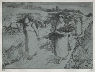 Campesinos llevando leña