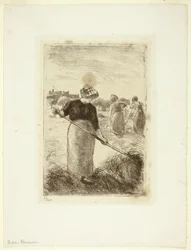 Mujeres lanzando el heno