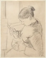 Joven campesina tomando su café
