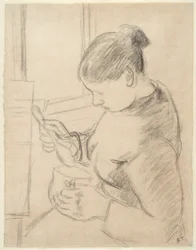 Joven campesina tomando su café