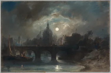 Vista de una ciudad de noche