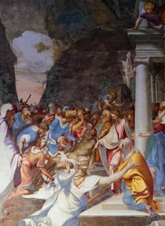 Resurrección de Lázaro, fresco de Camillo Boccaccino (1501-1546), Iglesia de San Sigismondo, Cremona, Lombardía, Italia
