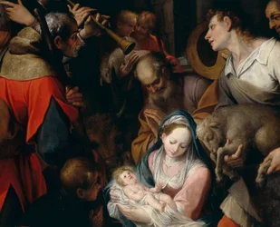 Adoración de los pastores, detalle de una pieza del altar de Camillo Procaccini