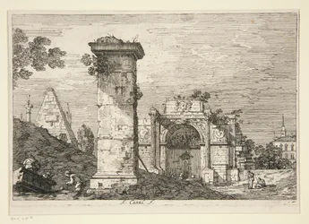 Paisaje con monumentos en ruinas, de la serie Vedute (Vistas)