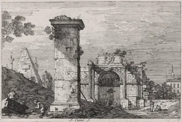 Paisaje con monumentos en ruinas, de la serie Vedute (Vistas)