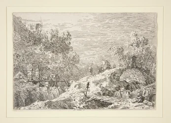 Paisaje de montaña con cinco puentes, de la serie Vedute (Vistas)