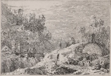 Paisaje de montaña con cinco puentes, de la serie Vedute (Vistas)