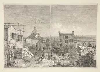 La Casa con la Inscripción: MDCCXLI. A. C. [y] La Casa del Peristilo y las Seis Columnas, de la serie Vedute (Vistas)