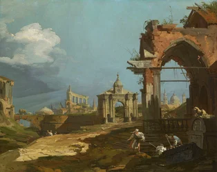 Canaletto - Vista de un Capriccio con arco apuntado 1742-44