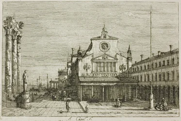 Vista imaginaria de S. Giacomo di Rialto, de Vedute