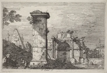 Paisaje con monumentos en ruinas
