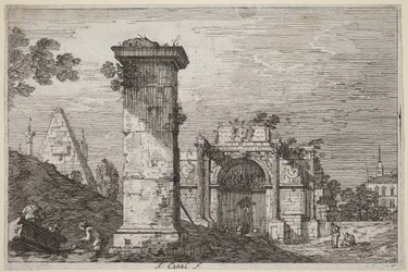 Paisaje con monumentos en ruinas