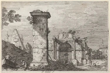 Paisaje con monumentos en ruinas